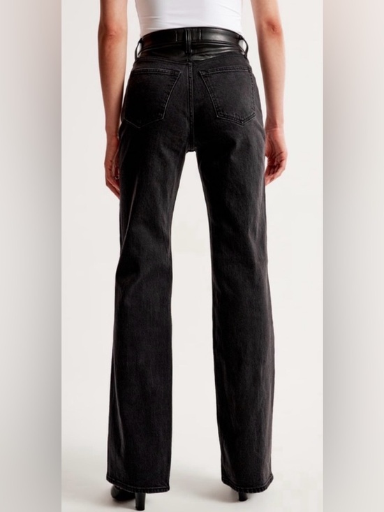 Abercrombie & Fitch Black Ankle Straight Ultra High Rise Vegan Leather 26 XShort - Picture 3 of 14